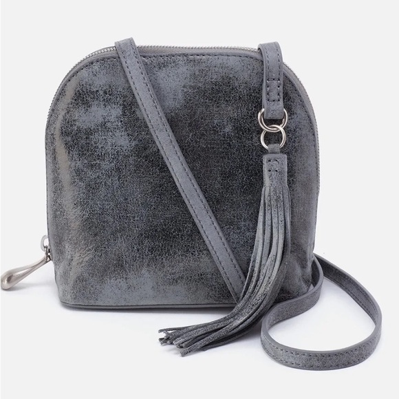 HOBO Handbag Nash Crossbody in Grey / Blue Buffed Hide Leather AUTHENTIC NWT - Picture 9 of 11